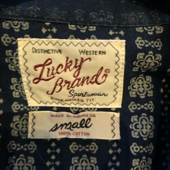 Lucky Western Shirt Blue Pattern Small - Picture 3 of 11